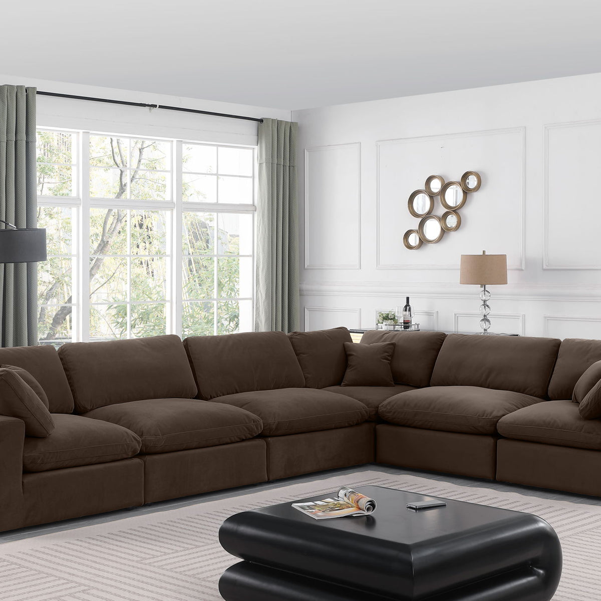 Comfy - 6 Piece Velvet Modular Corner Sectional