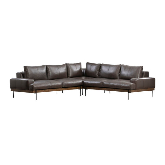 Largo - Leather Sectional Sofa - Brown