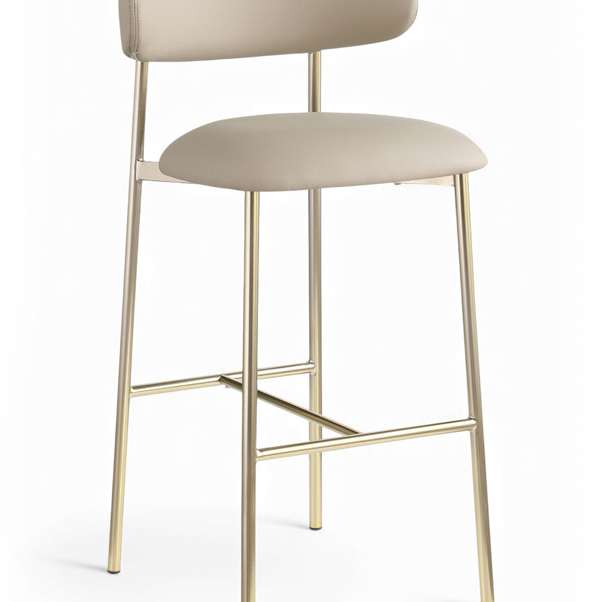 Lupita - Vegan Leather Upholstered Bar Stool With Brushed Gold Frame (Set of 2)