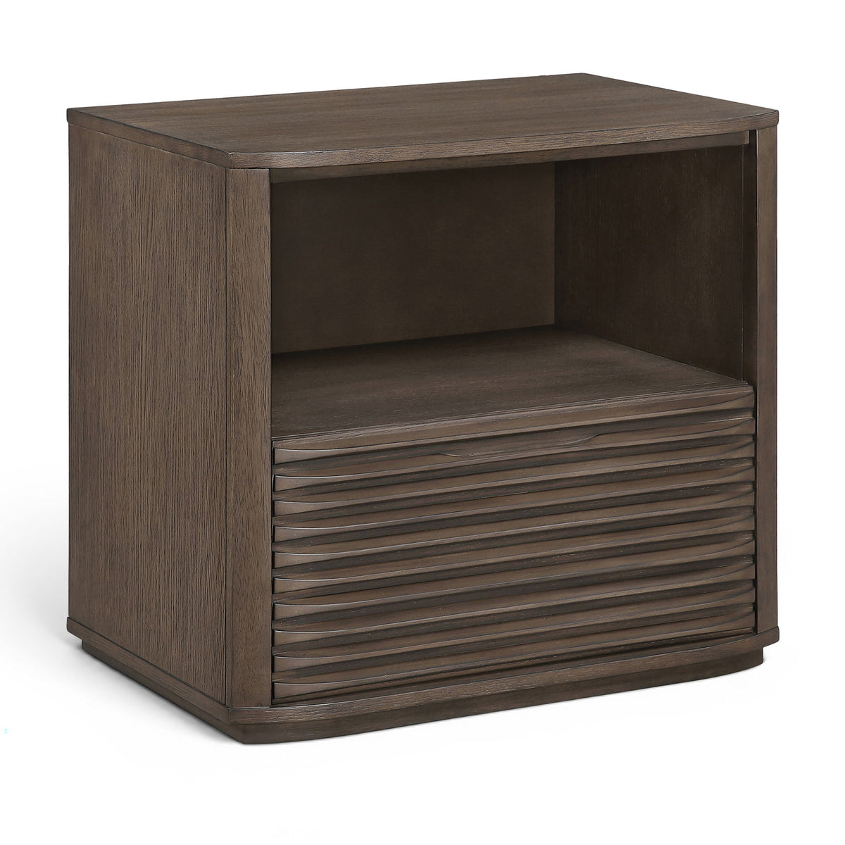 Morino - Oak Veneer And Solid Wood Nightstand - Brown