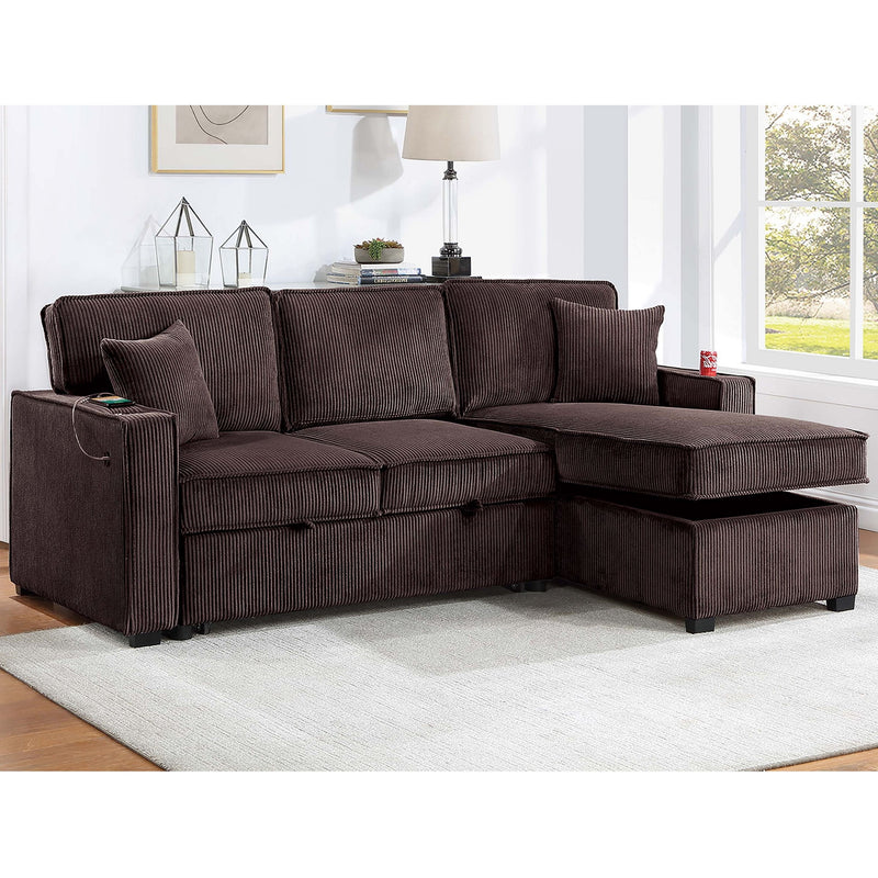Convertible Sectional With USB / USB - C Port, Storage Chaise, Pull-Out Bed
