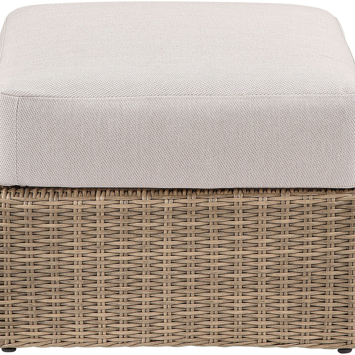 Seacrest - Olefin Water Resistant Fabric And Wicker Outdoor Patio Ottoman/Coffee Table