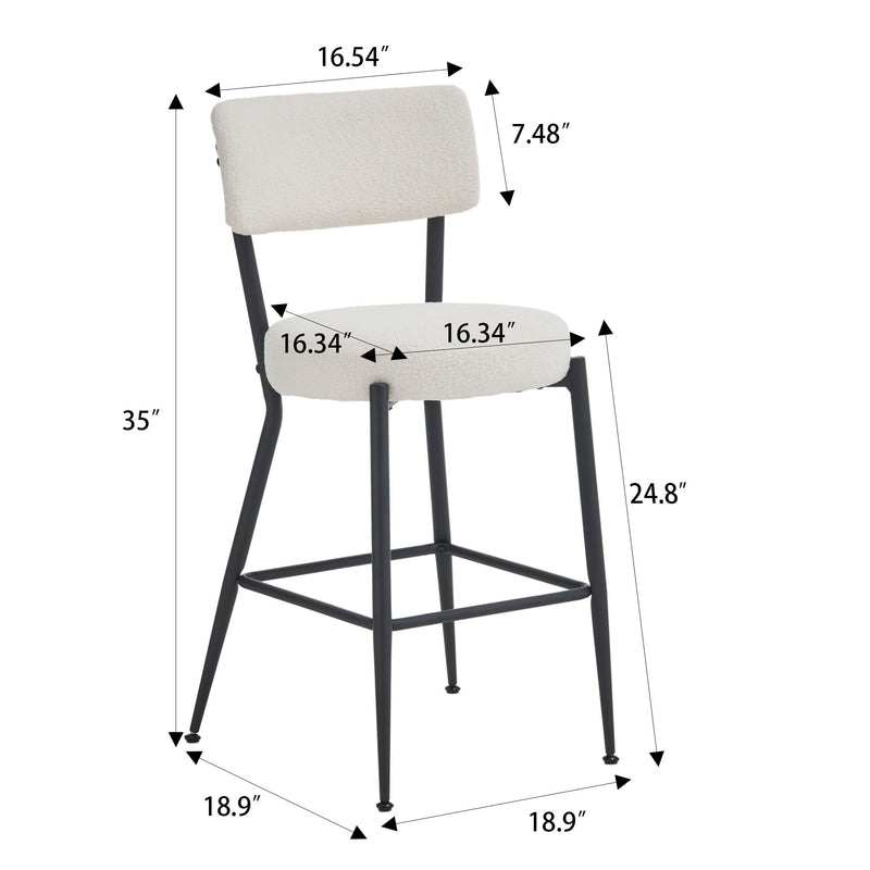 Modern Teddy Fabric Upholstered Bar Stools - Legs