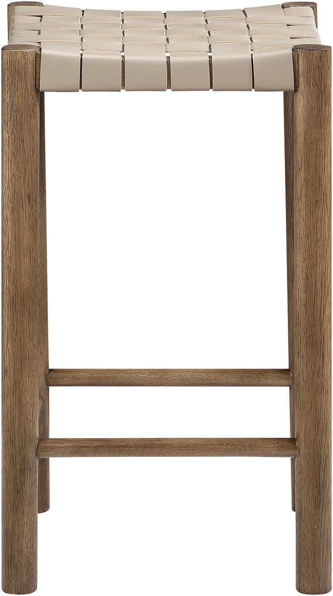 Entwine - Vegan Leather Upholstered Backless Counter Stool - Painted Brown