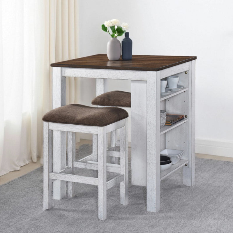 3 Pieces Counter Set Storage Space For Small Space Modern Farmhouse Design Retro Design Easy To Assembly - Antique Dark Oak / Antique White