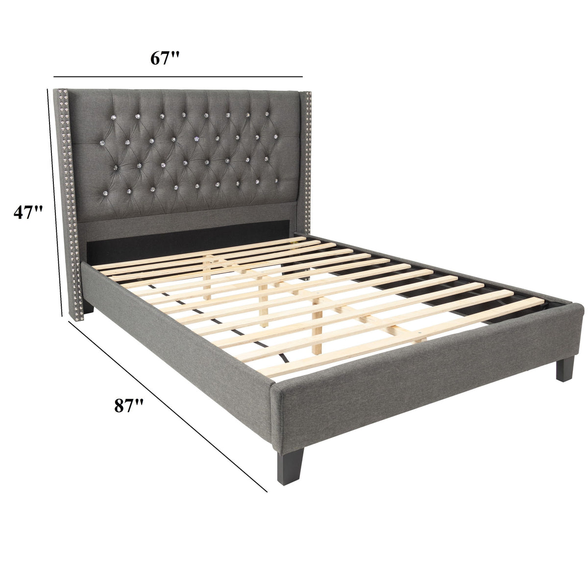 Contemporary Style Bed With Diamond Tufted Headboard