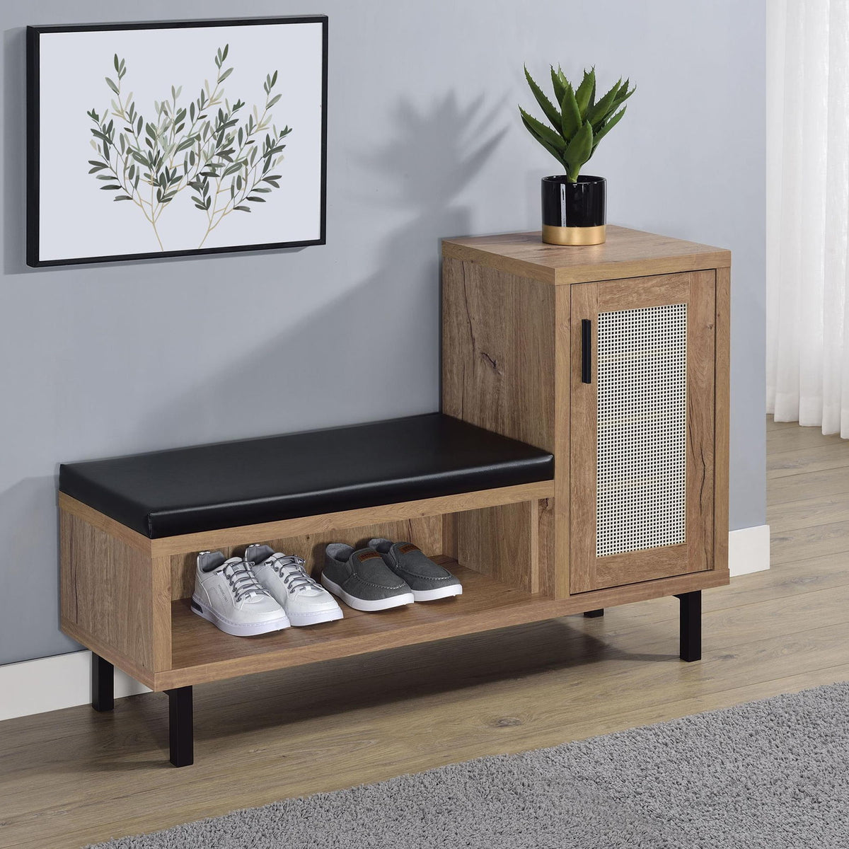 Teller 1-door Entryway Shoe Storage Bench Natural Oak