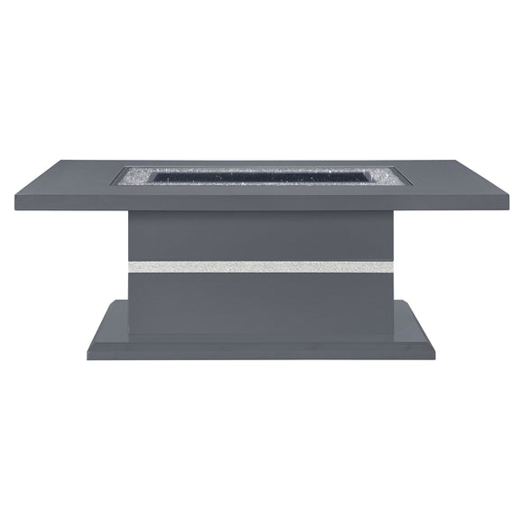 Dark gray rectangular coffee table with inset top panel and two-tier base