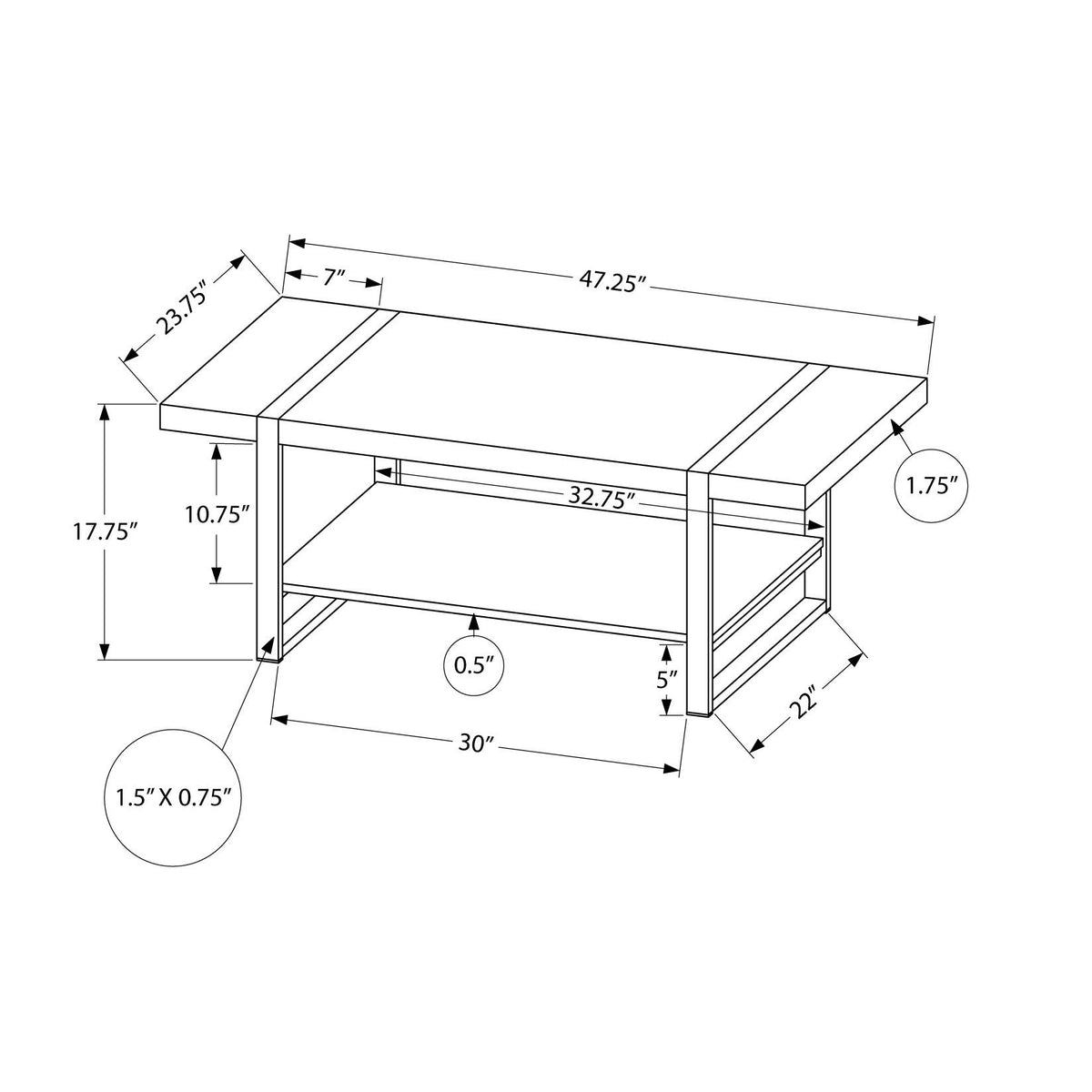 Coffee Table, Accent, Cocktail, Rectangular, Living Room, Contemporary, Modern