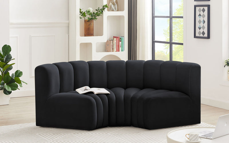 Arc - Velvet 3 Piece Modular U-Shaped Sofa