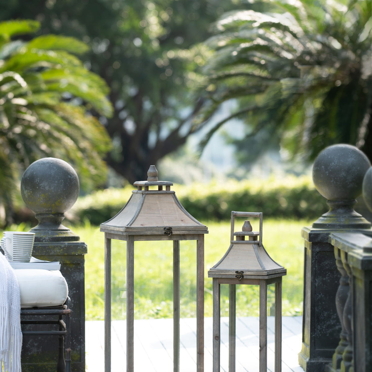 Candle Lantern Decorative, Hurricane Lantern Holder Decor For Indoor Outdoor, Home Garden Wedding - Ivory