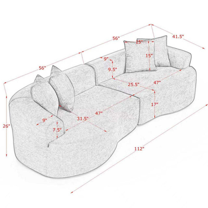 4 Seater Curved Cloud Sectional Sofa