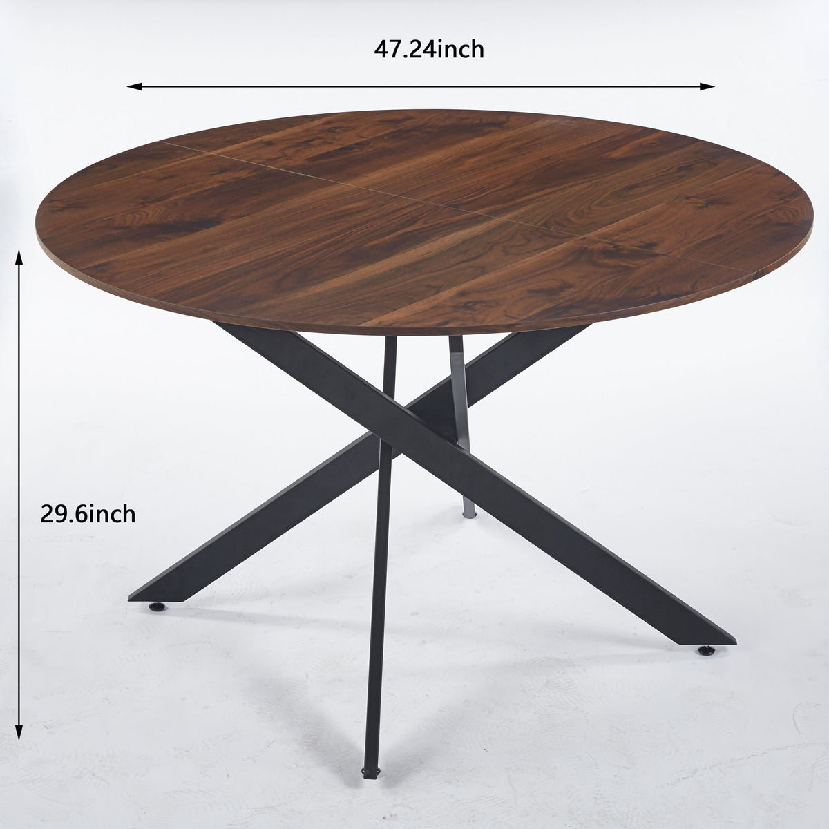 Mid-Century Dining Table For 4 - 6 People With Round MDF Table Top, Pedestal Dining Table, End Table Leisure Coffee Table, Cross Leg