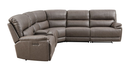 Kantu - Synthetic Leather Motion Sectional Sofa - Brown