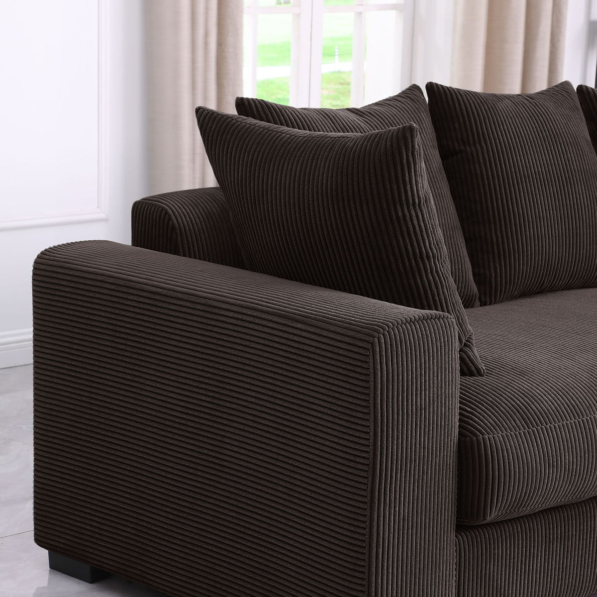 Naomi - 3 Piece Upholstered Sectional - Dark Brown