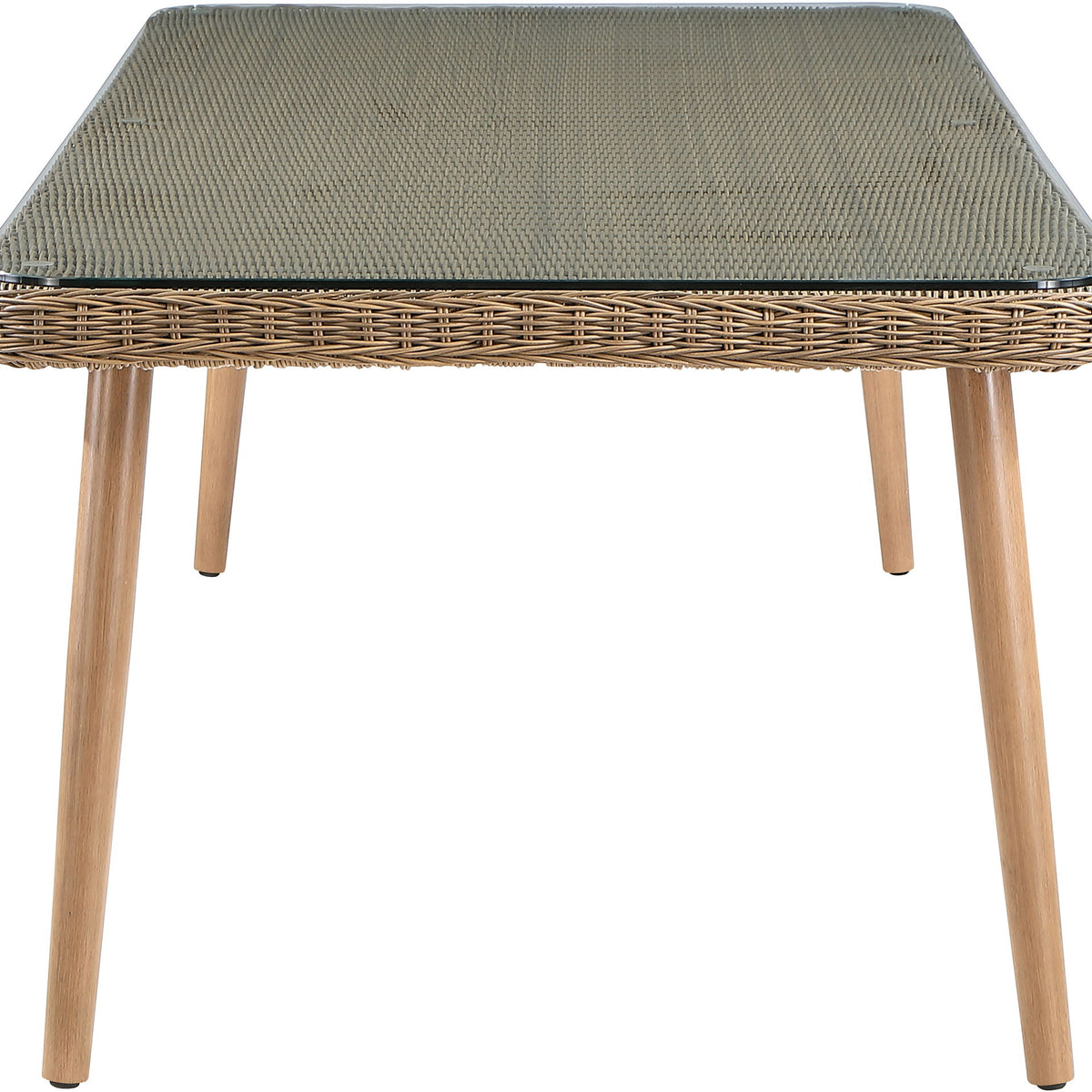 Seacrest - Tempered Glass Top And Wicker Outdoor Patio Dining Table