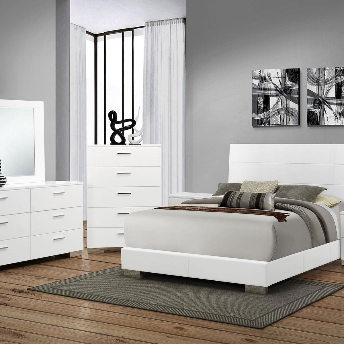 Felicity 6-piece Queen Bedroom Set White High Gloss