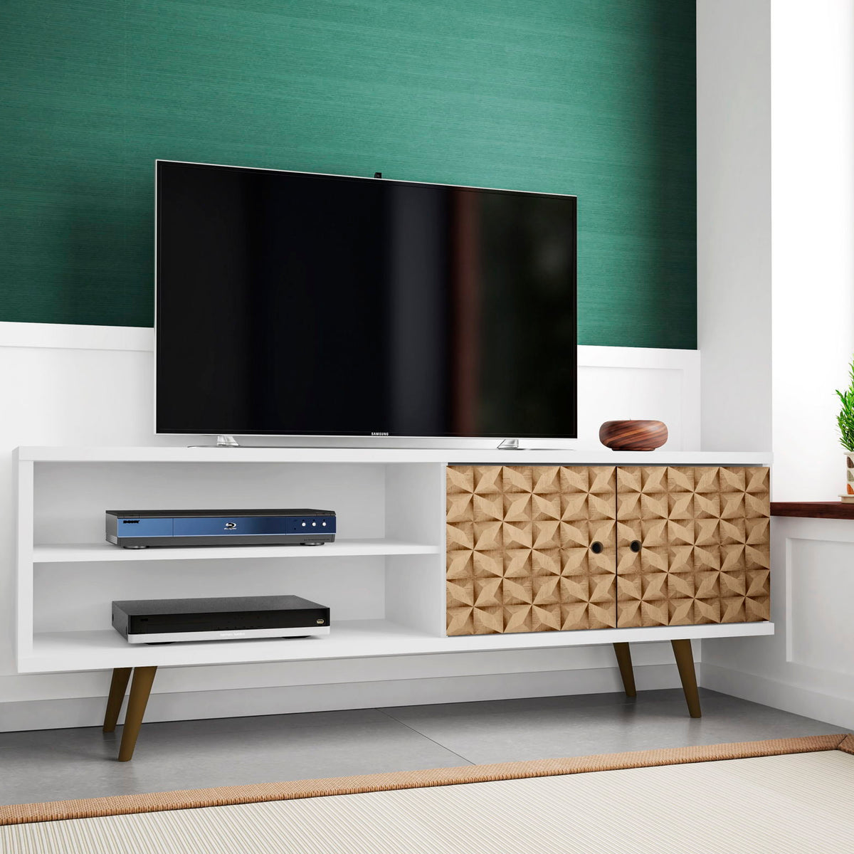 Manhattan Liberty - 63" TV Stand With White Frame