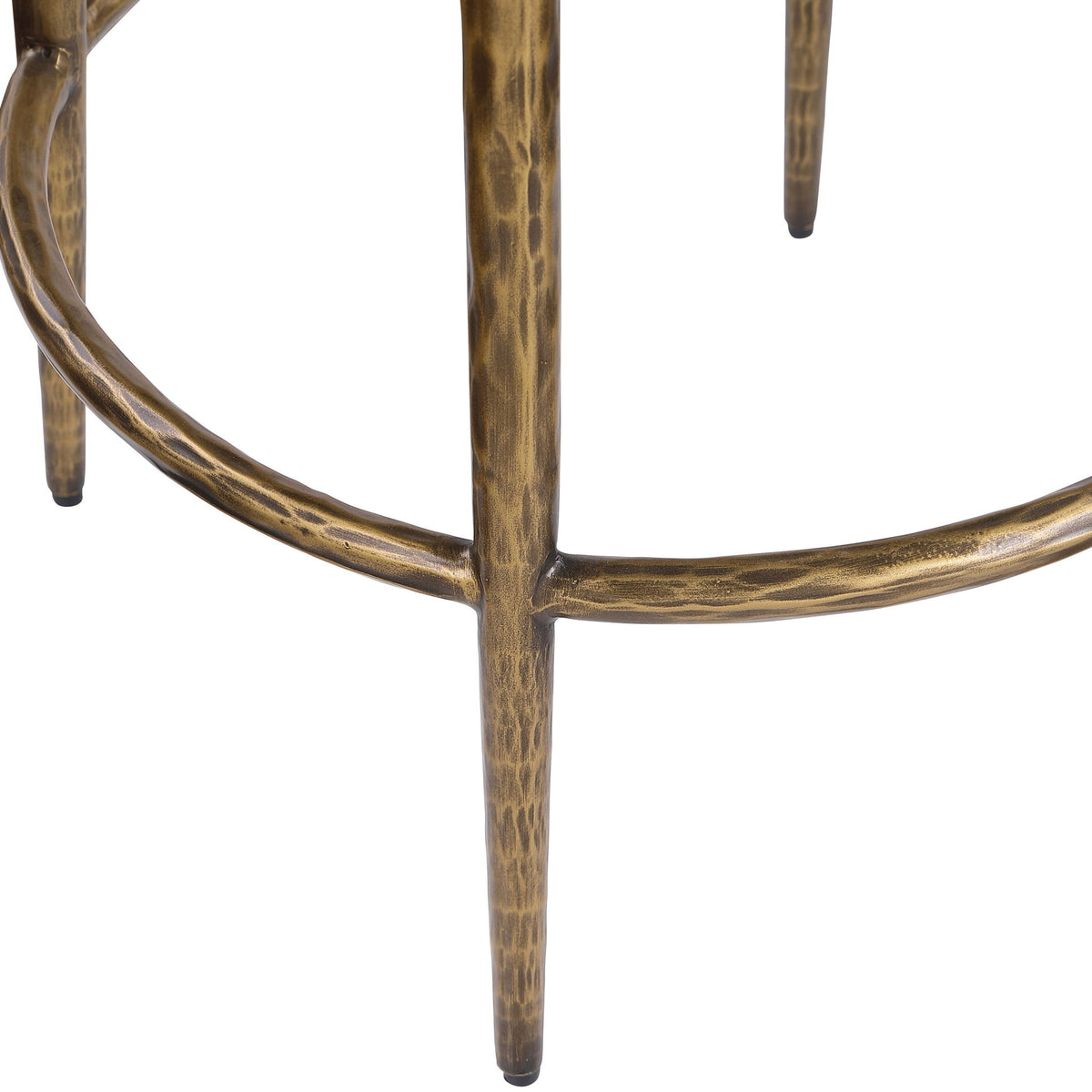 Ferro - Performance Fabric Upholstered Backless Bar Stool - Antique Brass
