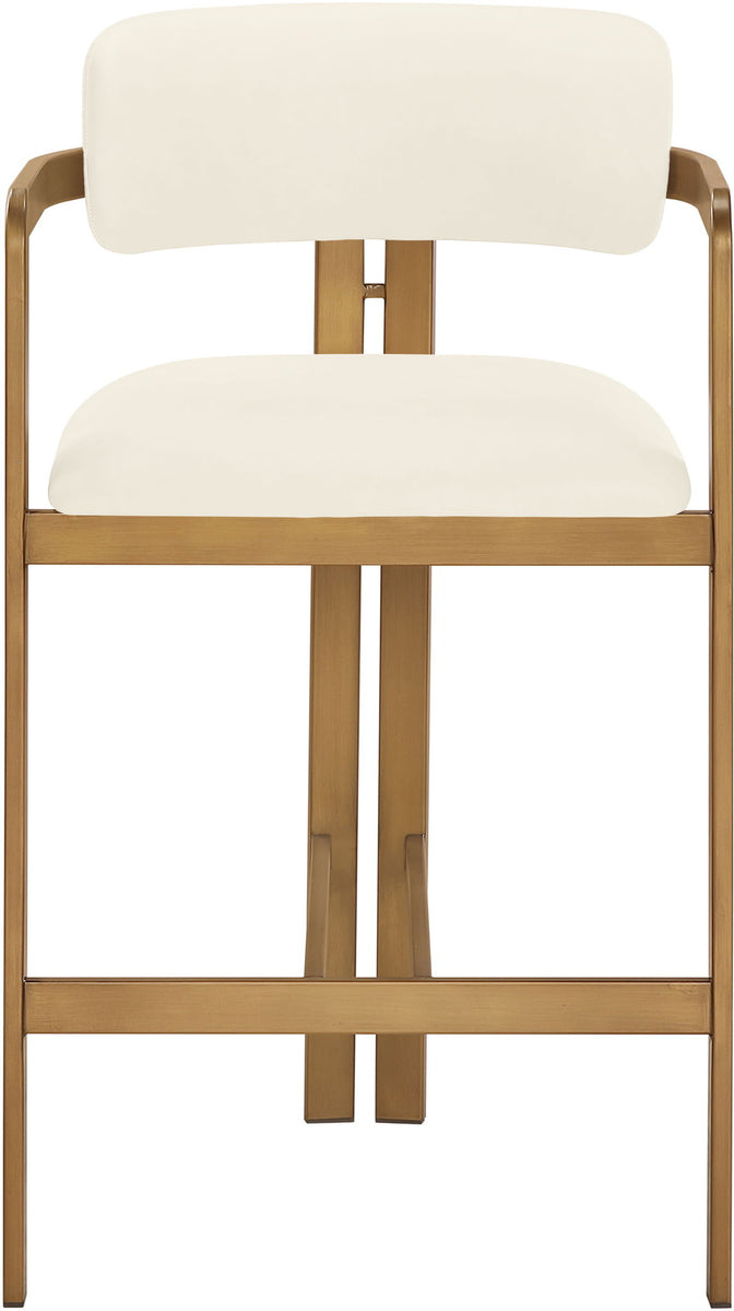 Aurum - Vegan Leather Upholstered Counter Stool With Brushed Brass Base
