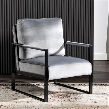 Classic Mid Century Modern Accent Chair With Durable Square Metal Frame, Armchair