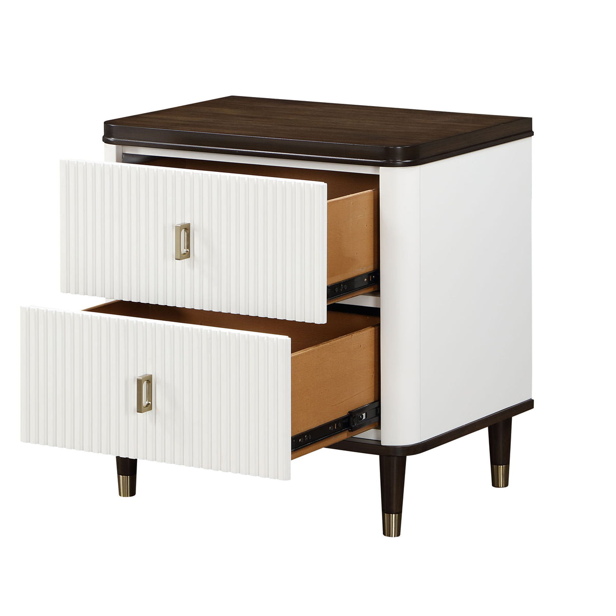 Carena - Night Stand With USB - White / Walnut