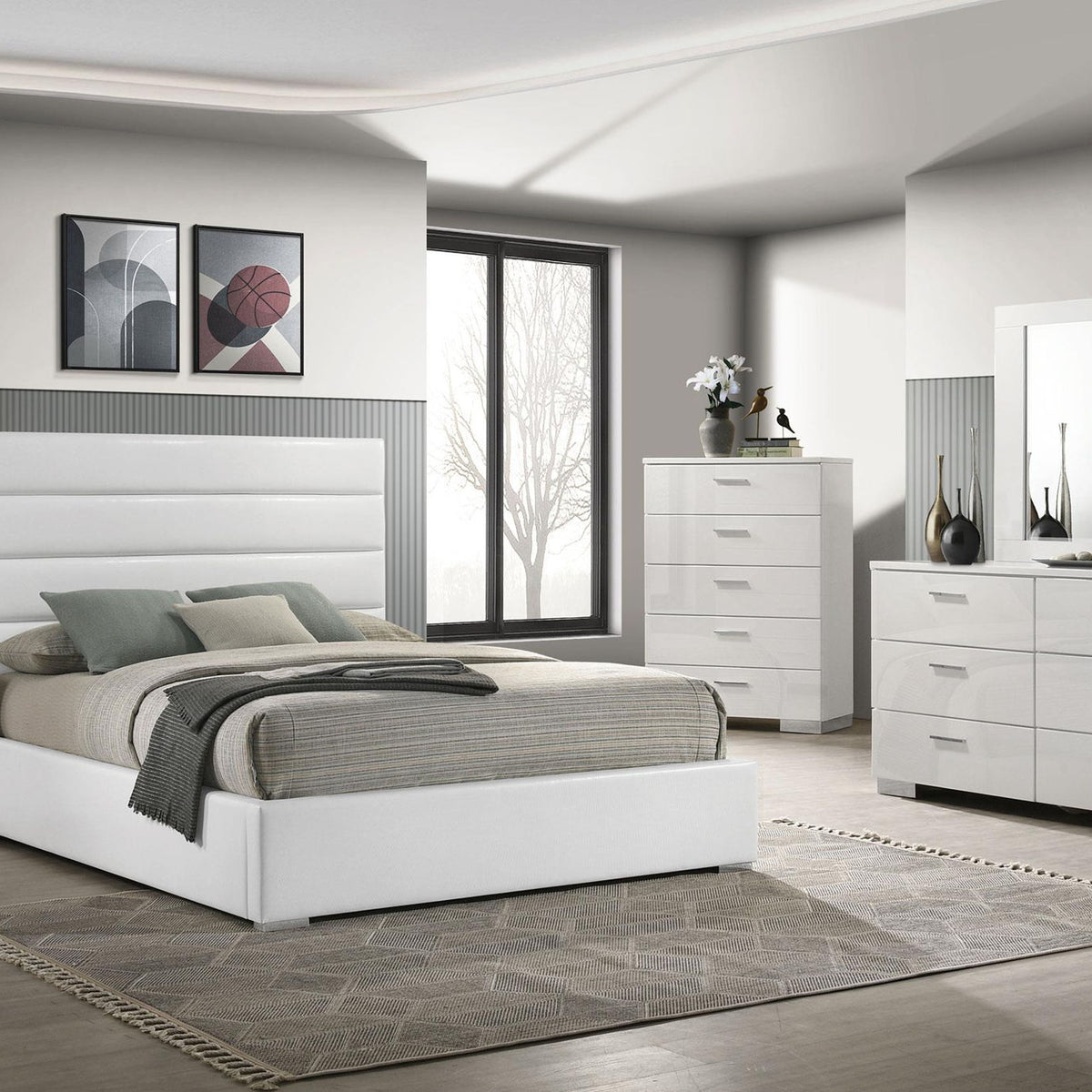 Felicity 5-piece Queen Bedroom Set White High Gloss