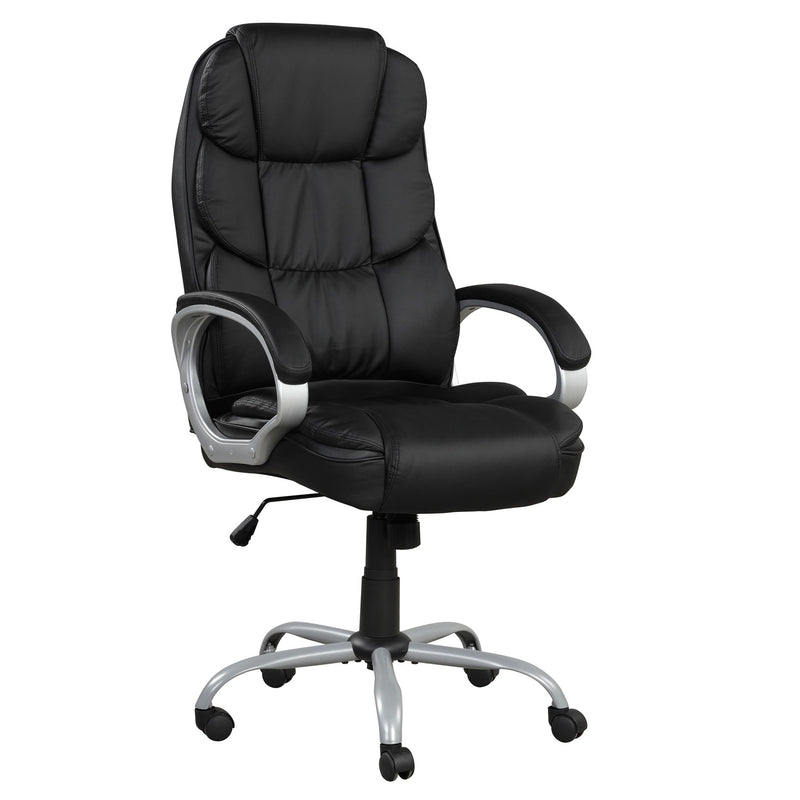Upholstered Office Chair, Adjustable Height Swivel Chair - Black