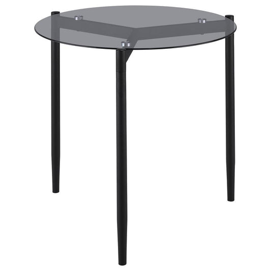 Rosalie - Round Smoked Glass Top End Table - Sandy Black