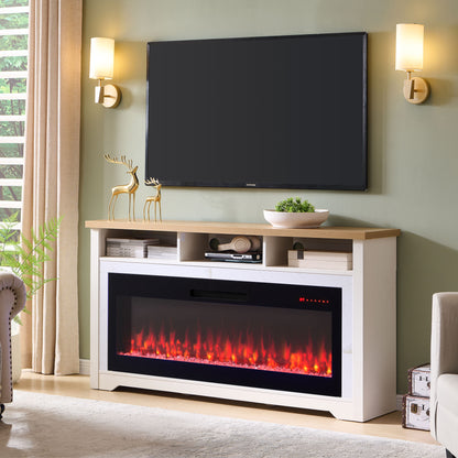 60' Fireplace TV Stand for TVs up to 70',with 50' Electric Fireplace