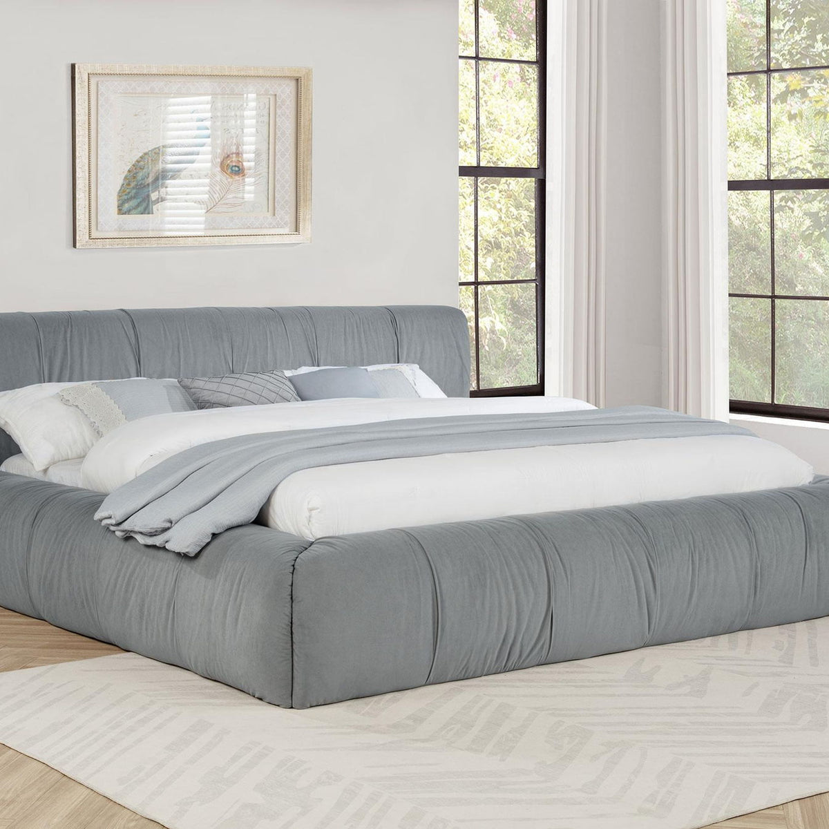 Wilshire Upholstered California King Platform Bed Grey