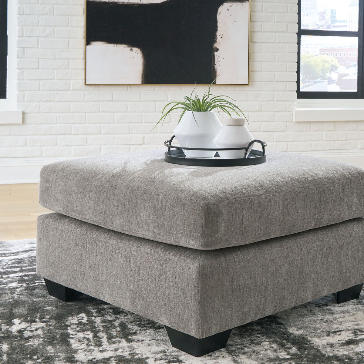Lanelly - Oversized Accent Ottoman - Alloy