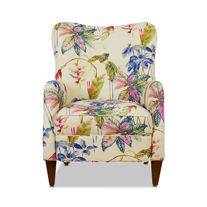 Paradise - Upholstered Arm Chair Floral Printed On Cotton - Off-White