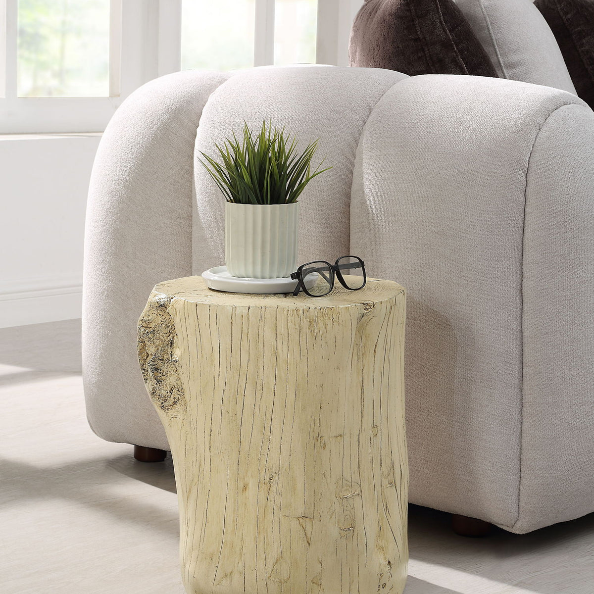 Gene - Fiber Concrete Accent Table - Brown