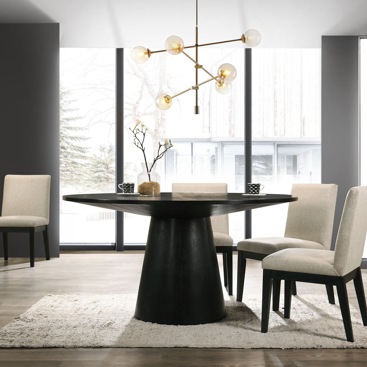 Jasper - Wide Contemporary Round Dining Table Set