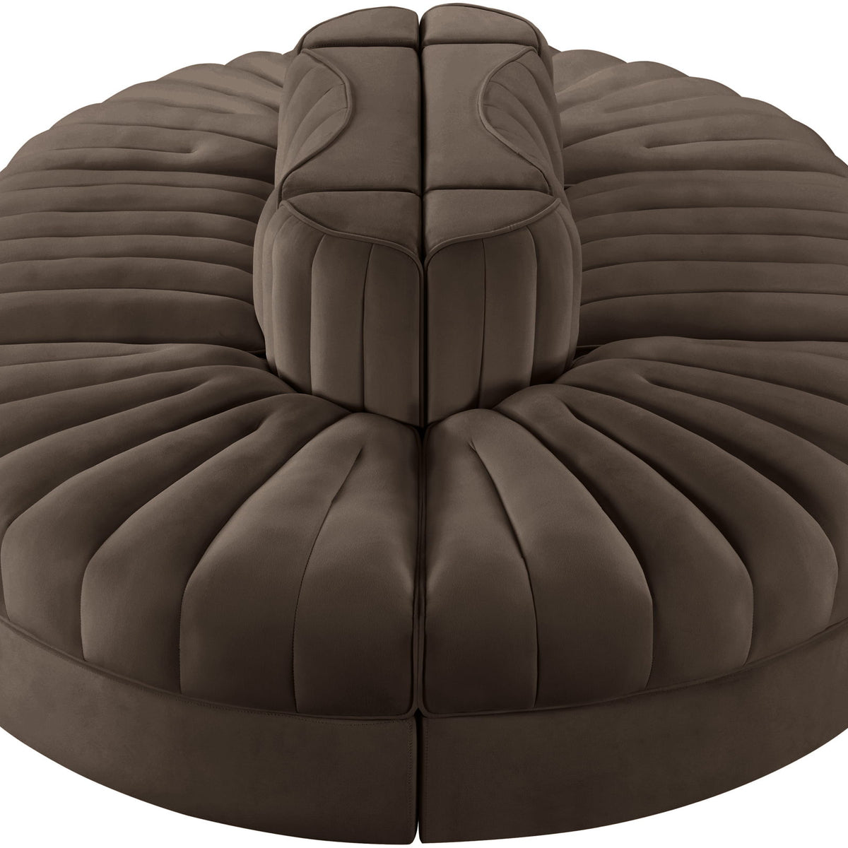 Rummi - Oval Velvet Performance Fabric Upholstered 6 Piece Modular Sectional