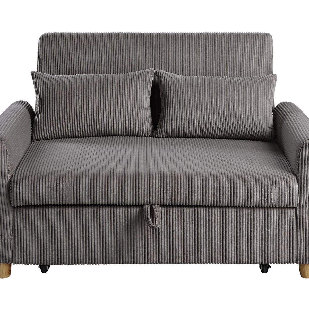 Justine - Corduroy Convertible Sleeper Loveseat - Brown