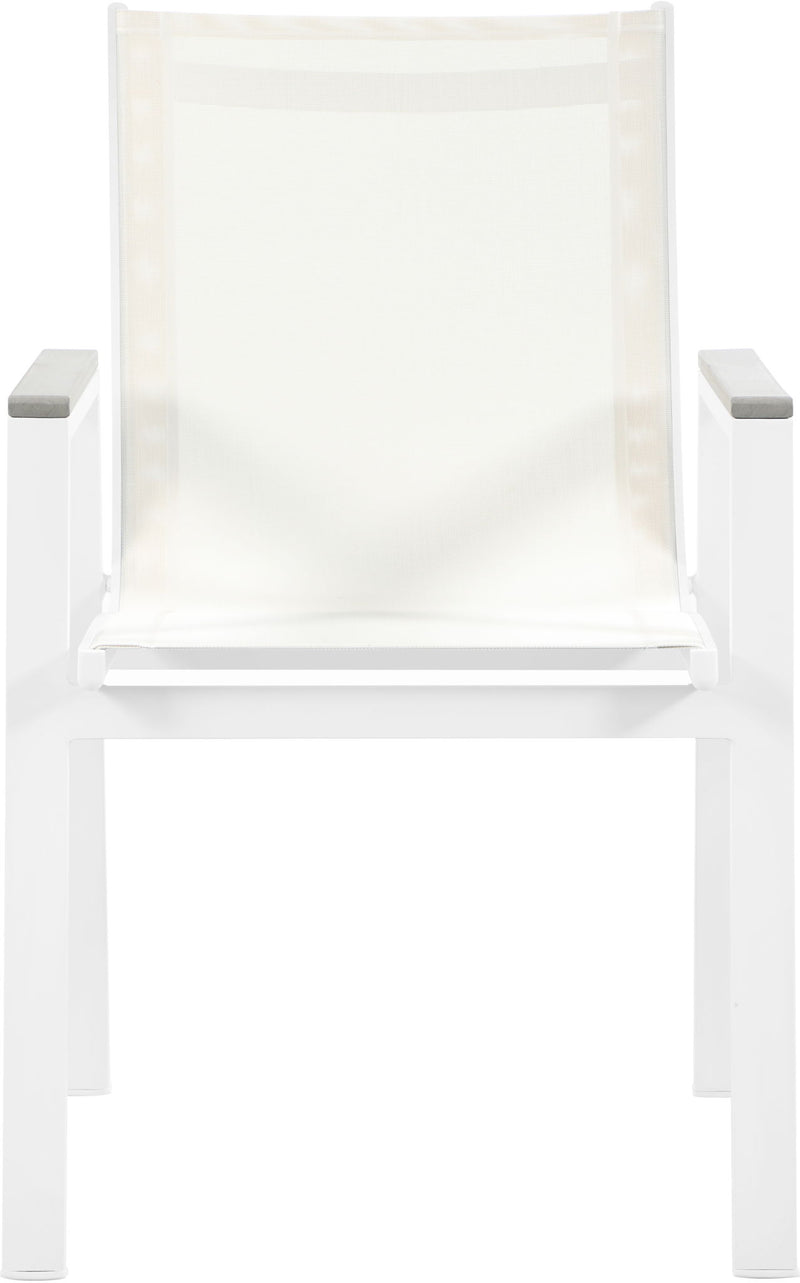 Nizuc - Outdoor Patio Dining Arm Chair With White Frame And Gray Arms (Set of 2)