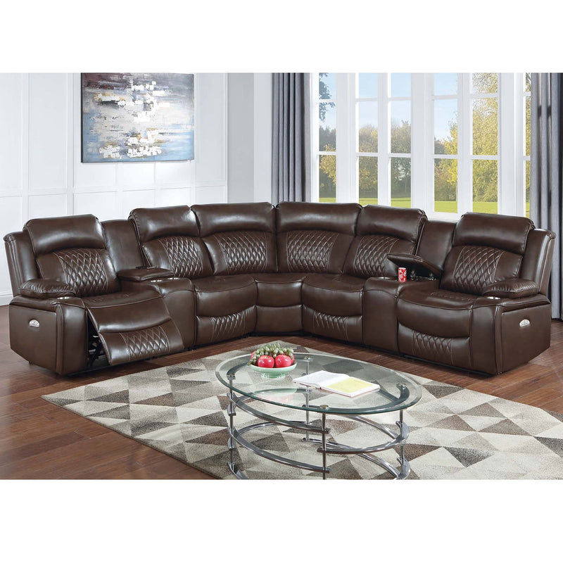 Power Motion Reclining Sectional Set With Console