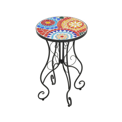 Colorful Outdoor Side Table With Ceramic Tile Top