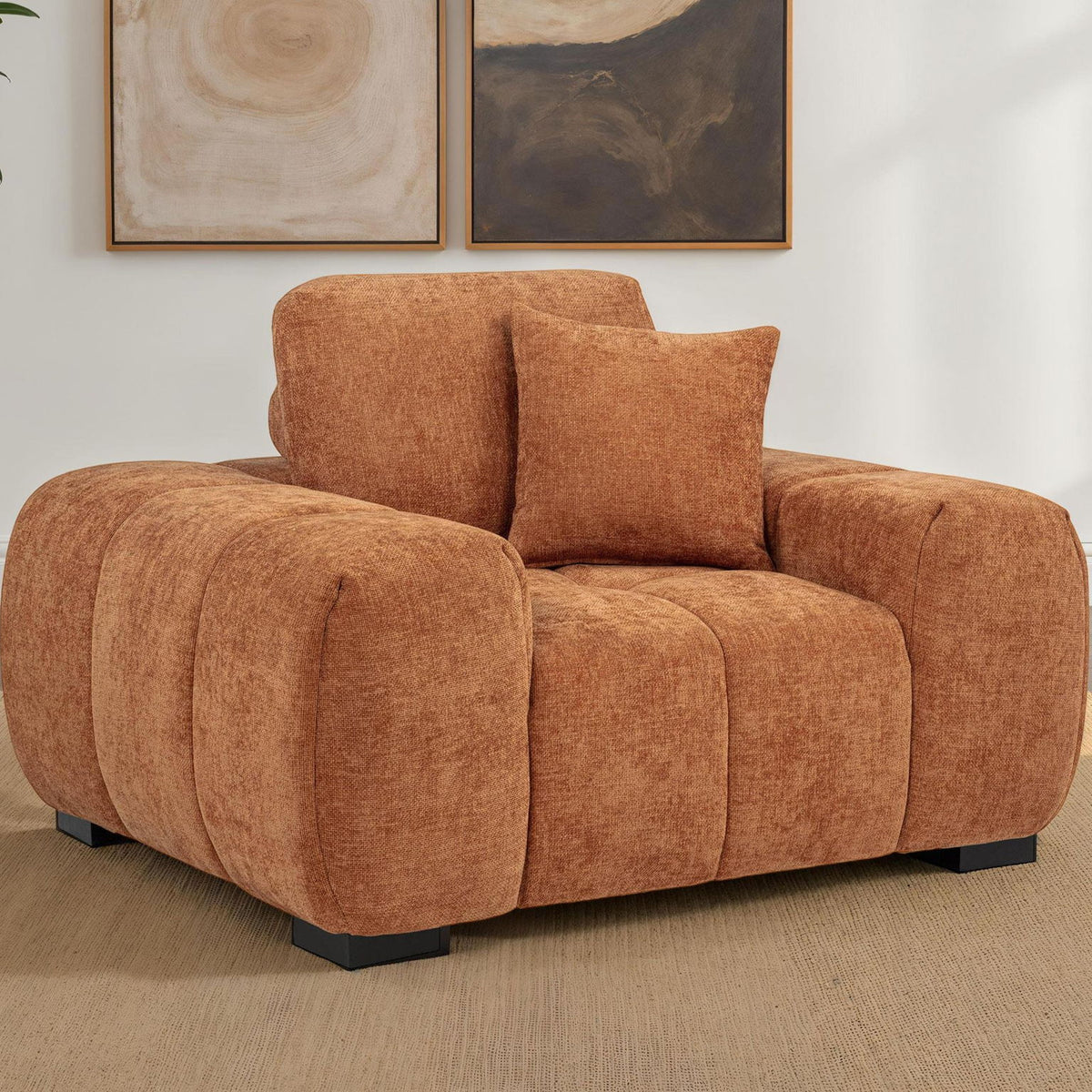 Octavia Upholstered Track Arm Accent Chair Orange