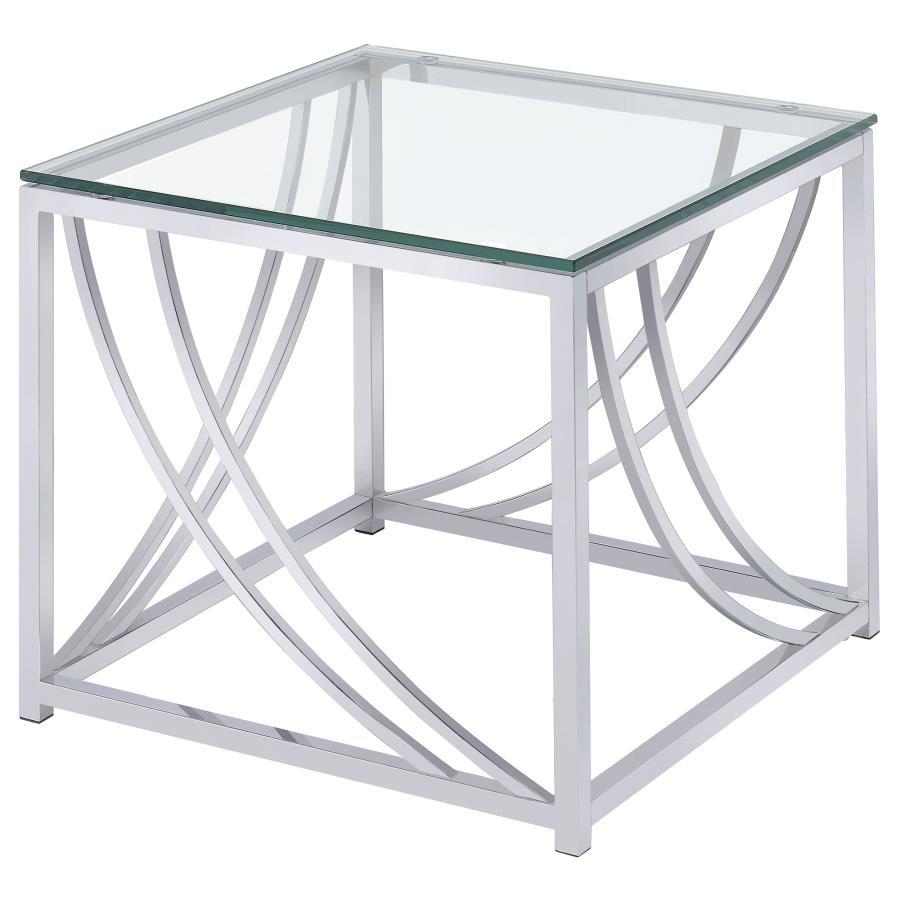 Lille - Square Glass Top Side End Table - Chrome