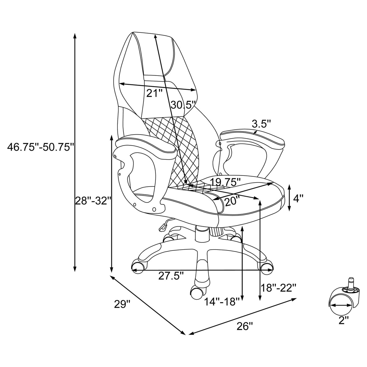 Bruce - Upholstered Adjustable Home Office Chair With Ergonomic Support And Smooth Swivel Function - Black