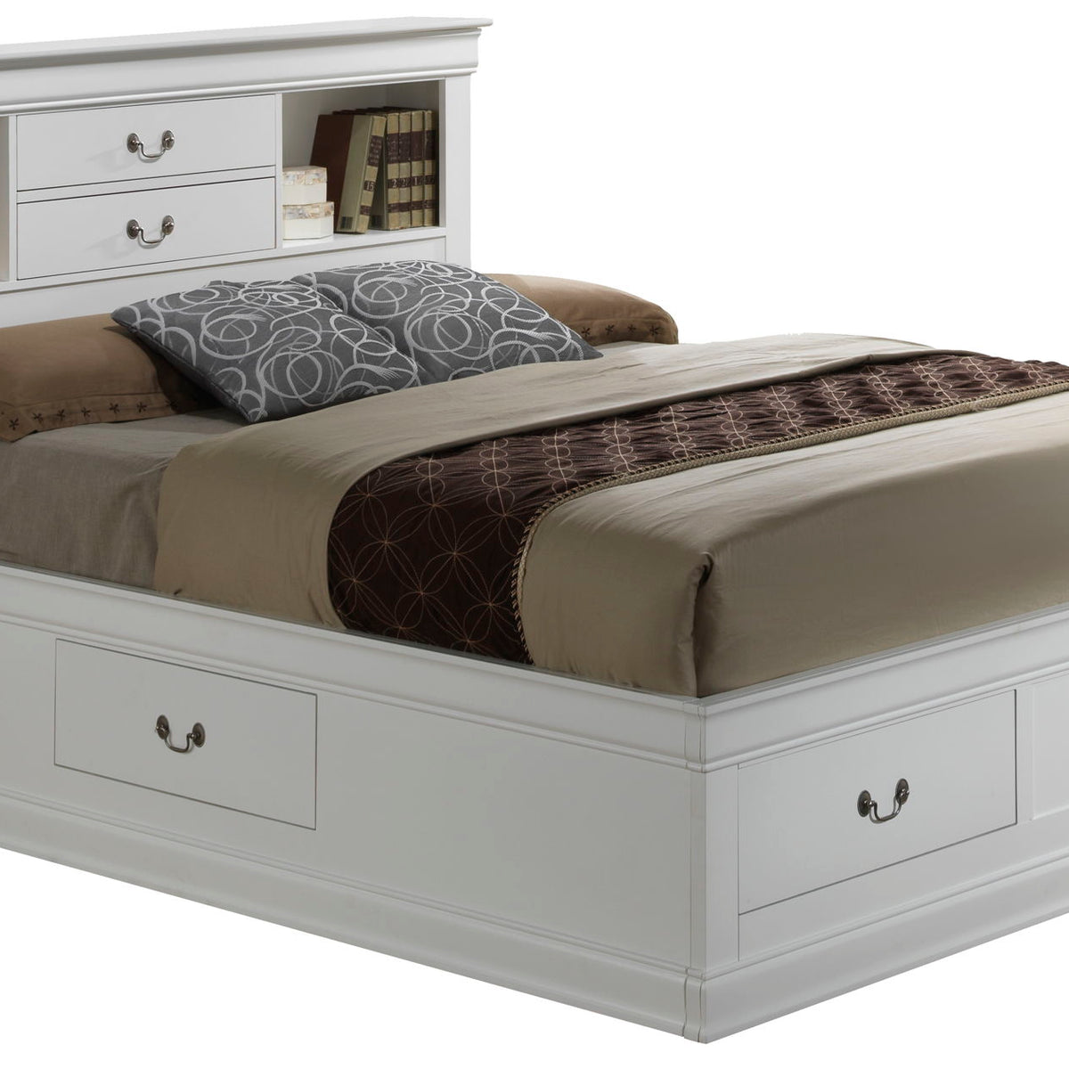 Traditional Style Bookcase Storage Bed