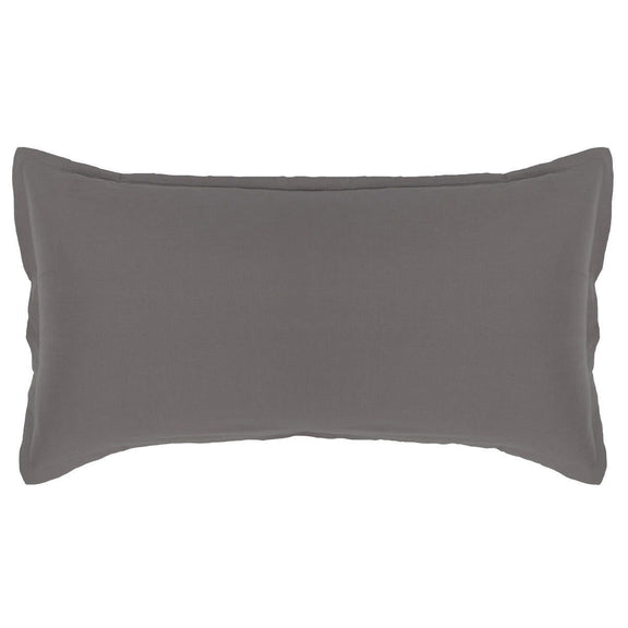 Charcoal lumbar pillow sham with smooth fabric and stitched border
