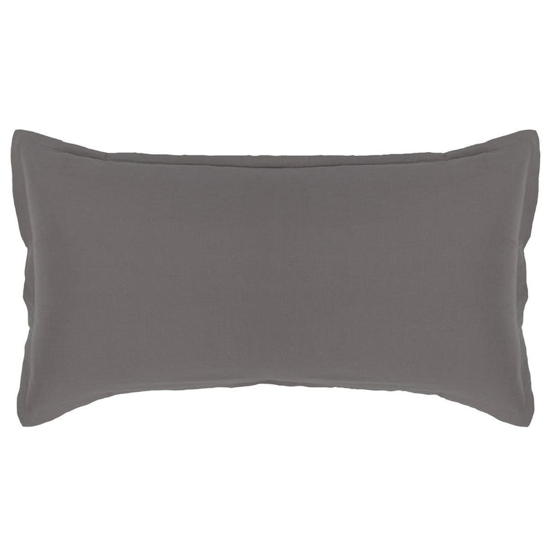 Charcoal lumbar pillow sham with smooth fabric and stitched border