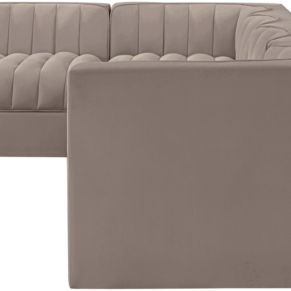 Rummi - Velvet Performance Fabric Upholstered 5 Piece Modular Sectional, L-Shaped (Right)
