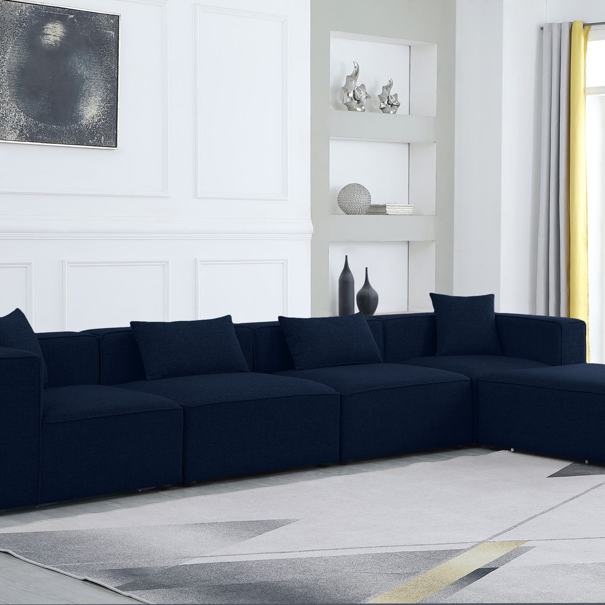 Cube - Linen 5 Piece Modular Sectional With Chaise