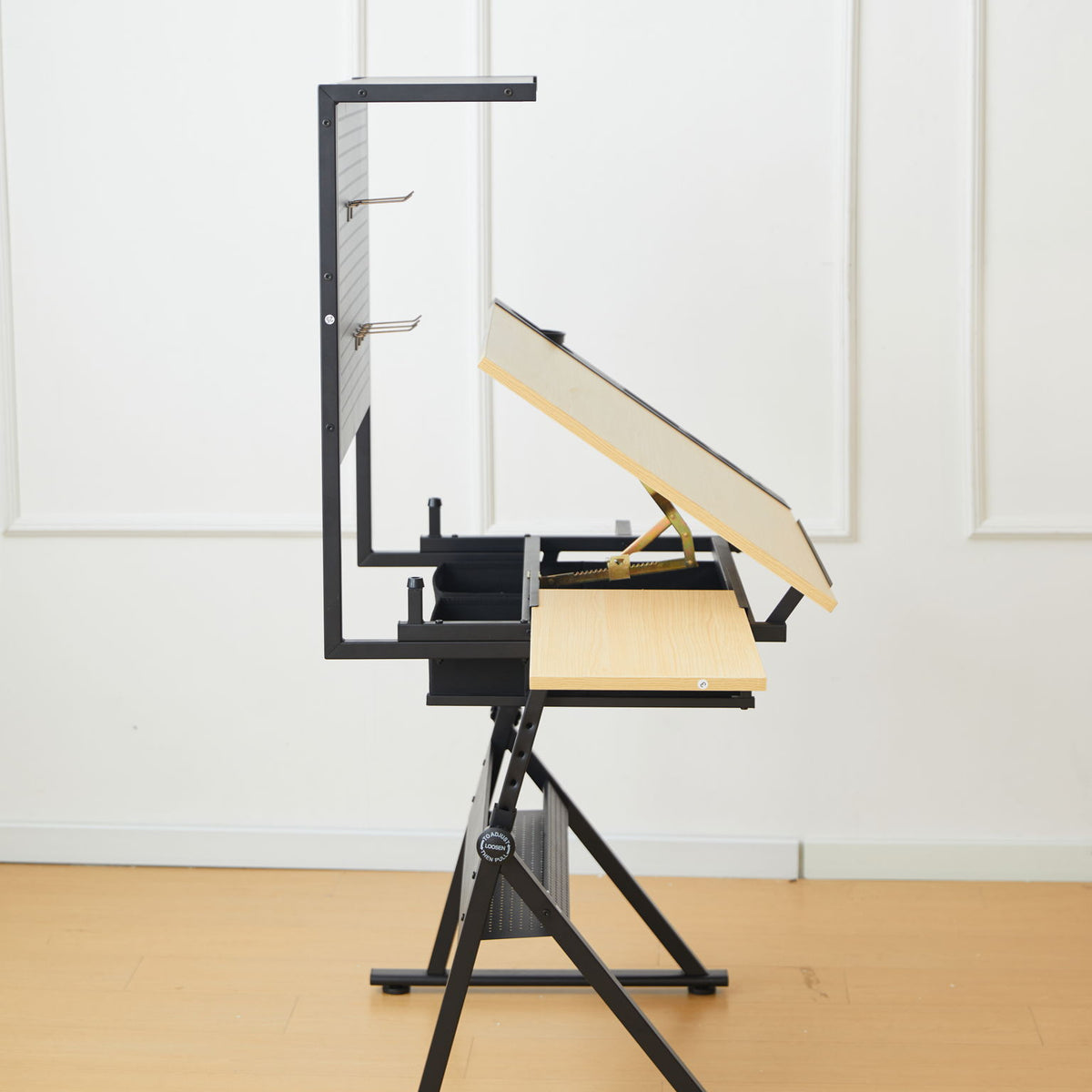 Drafting Table With Metal Perforated Board Pannel - Black / Brown