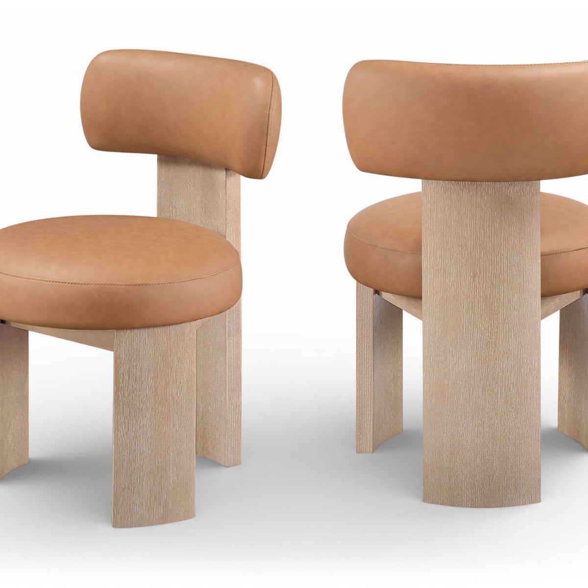 Atelier - Vegan Leather Upholstered Dining Chair (Set of 2) - Painted Natural Frame